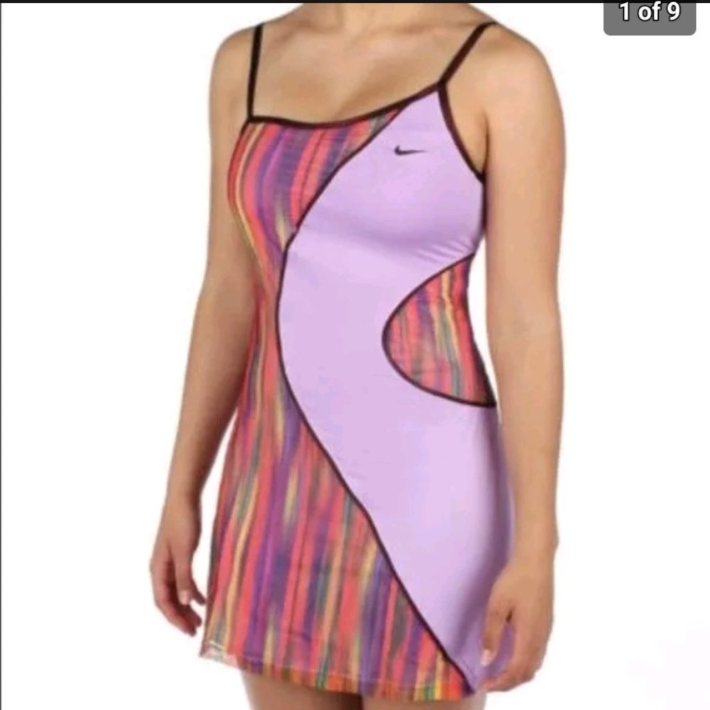 NIKE MARIA SHARAPOVA RAINBOW GORGEOUS TENNIS DRESS MULTI VIOLET S Small